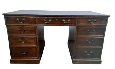 Lot 97 - MAHOGANY PEDESTAL WRITING DESK