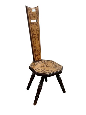 Lot 101 - VICTORIAN POKERWORK SPINNING CHAIR