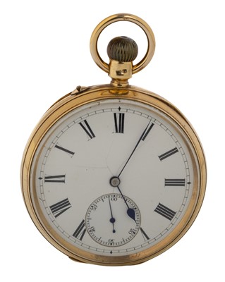 Lot 876 - EIGHTEEN CARAT GOLD OPEN FACE POCKET WATCH