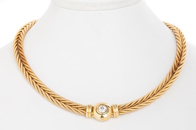 Lot 744 - WELLENDORFF, CONTEMPORARY GOLD AND DIAMOND COLLAR NECKLACE