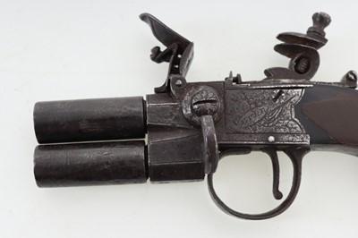 Lot 1247 - OVER AND UNDER FLINTLOCK PISTOL