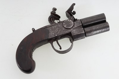 Lot 1247 - OVER AND UNDER FLINTLOCK PISTOL