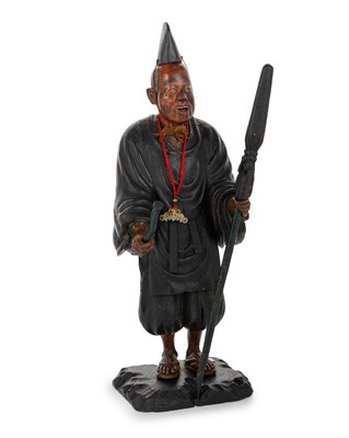 Lot 930 - JAPANESE CARVED WOOD FIGURE