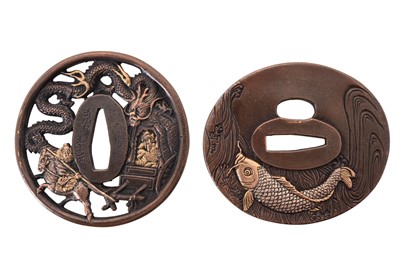 Lot 931 - TWO JAPANESE BRONZE TSUBA