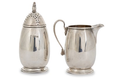 Lot 130 - GEORGE VI SILVER SUGAR CASTER AND CREAM JUG