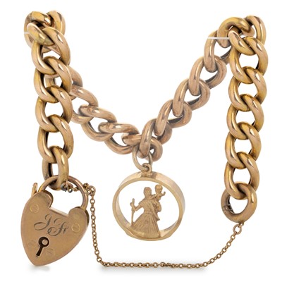 Lot 745 - GOLD CURB LINK BRACELET