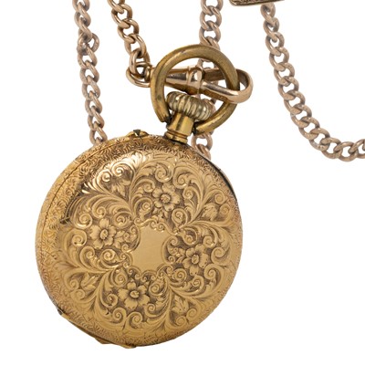 Lot 879 - EIGHTEEN CARAT GOLD OPEN FACE FOB WATCH