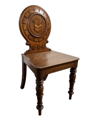 Lot 1815 - VICTORIAN OAK HALL CHAIR