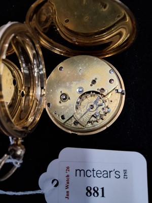 Lot 881 - EIGHTEEN CARAT GOLD FULL HUNTER POCKET WATCH