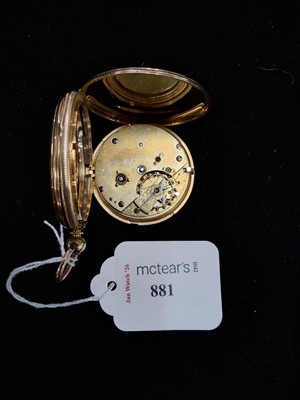 Lot 881 - EIGHTEEN CARAT GOLD FULL HUNTER POCKET WATCH