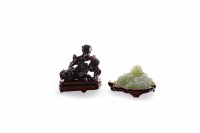 Lot 607 - 20TH CENTURY CHINESE GREEN JADE BUDDHA AND AN...