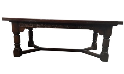 Lot 1729 - REPRODUCTION OAK PULL OUT REFECTORY TABLE