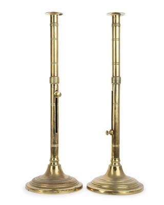 Lot 1713 - PAIR OF BRASS CANDLESTICKS