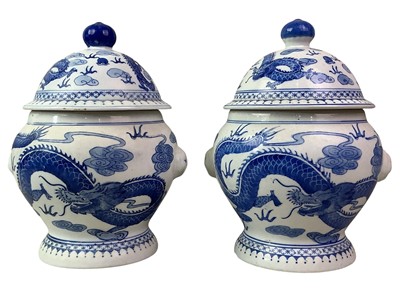Lot 73 - PAIR OF CHINESE BLUE AND WHITE GINGER JARS
