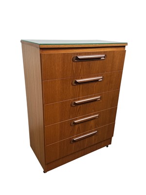 Lot 97 - SAKOL TEAK EFFECT CHEST OF DRAWERS