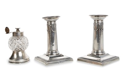 Lot 143 - PAIR OF VICTORIAN SILVER CORINTHIAN COLUMN CANDLESTICKS