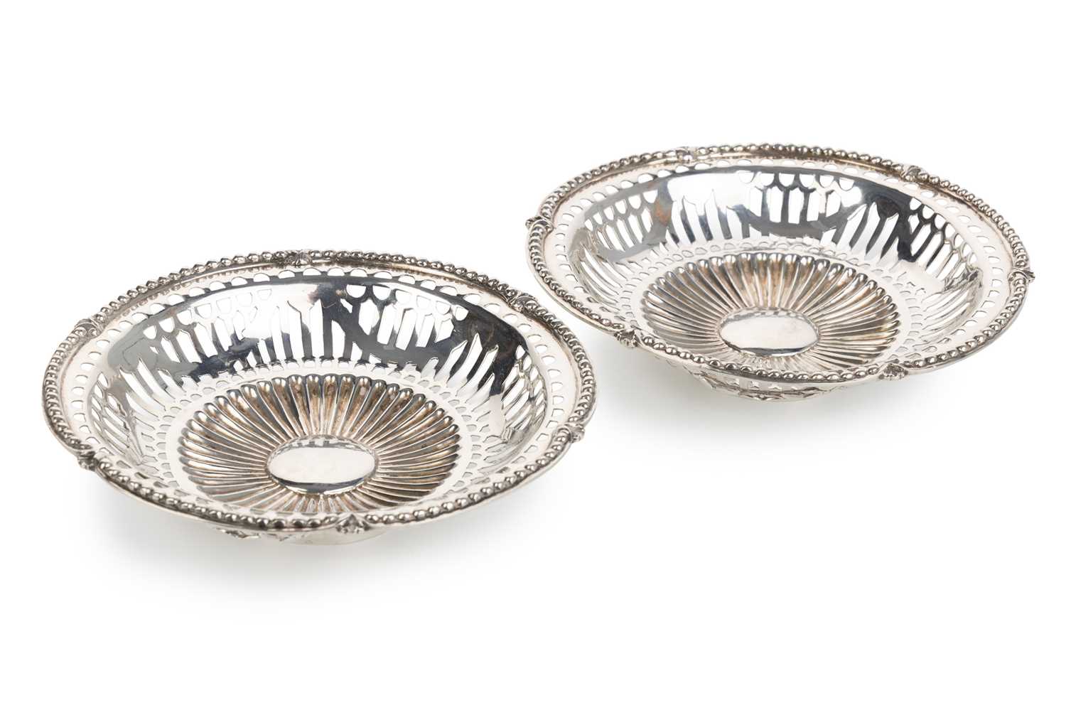 Lot 145 - PAIR OF GEORGE V SILVER BONBON DISHES