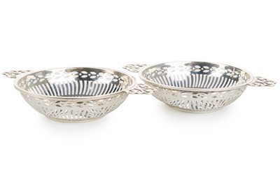Lot 148 - PAIR OF GEORGE V SILVER TWIN HANDLED BONBON DISHES