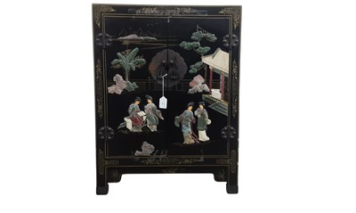 Lot 944 - CHINESE BLACK LACQUER CABINET