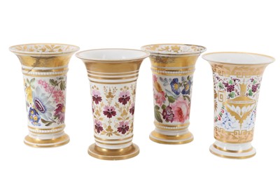 Lot 1772 - GROUP OF FOUR DERBY PORCELAIN SPILL VASES