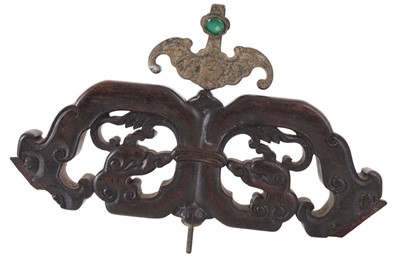 Lot 955 - CHINESE HARDWOOD PEDIMENT