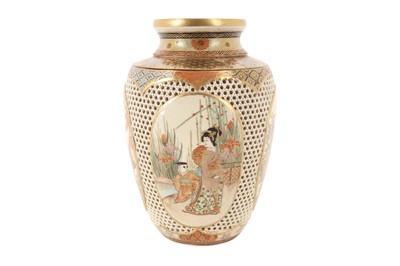 Lot 956 - AFTER OKAMOTO RYOZAN, UNUSUAL JAPANESE SATSUMA VASE