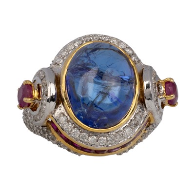 Lot GEM SET AND DIAMOND COCKTAIL RING