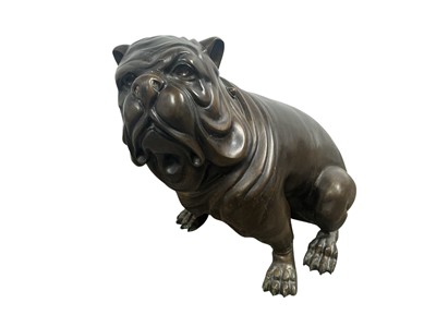 Lot 1829 - LARGE BRONZED BULLDOG FIGURE