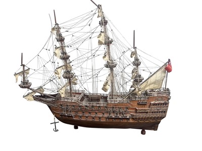 Lot 1831 - TEAK MODEL GALLEON DISPLAY