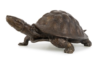Lot 1833 - CAST BRONZE MODEL OF A TORTOISE