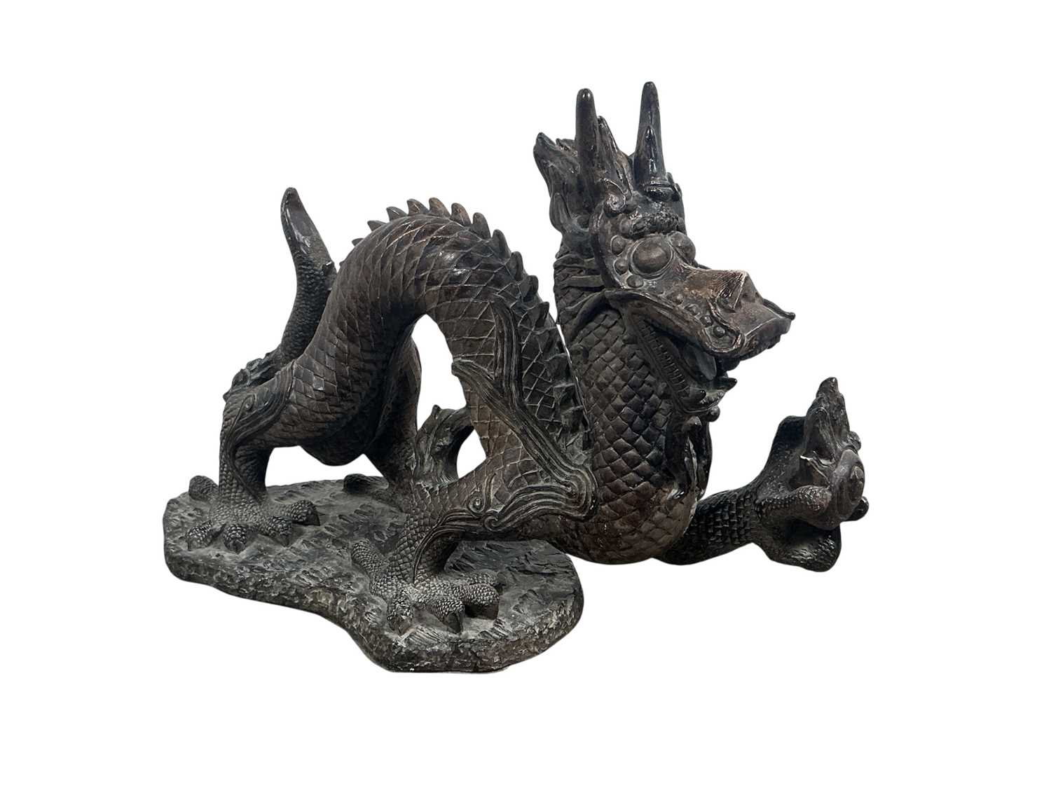 Lot 959 - CHINESE BRONZED METAL DRAGON FIGURE