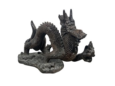 Lot 959 - CHINESE BRONZED METAL DRAGON FIGURE