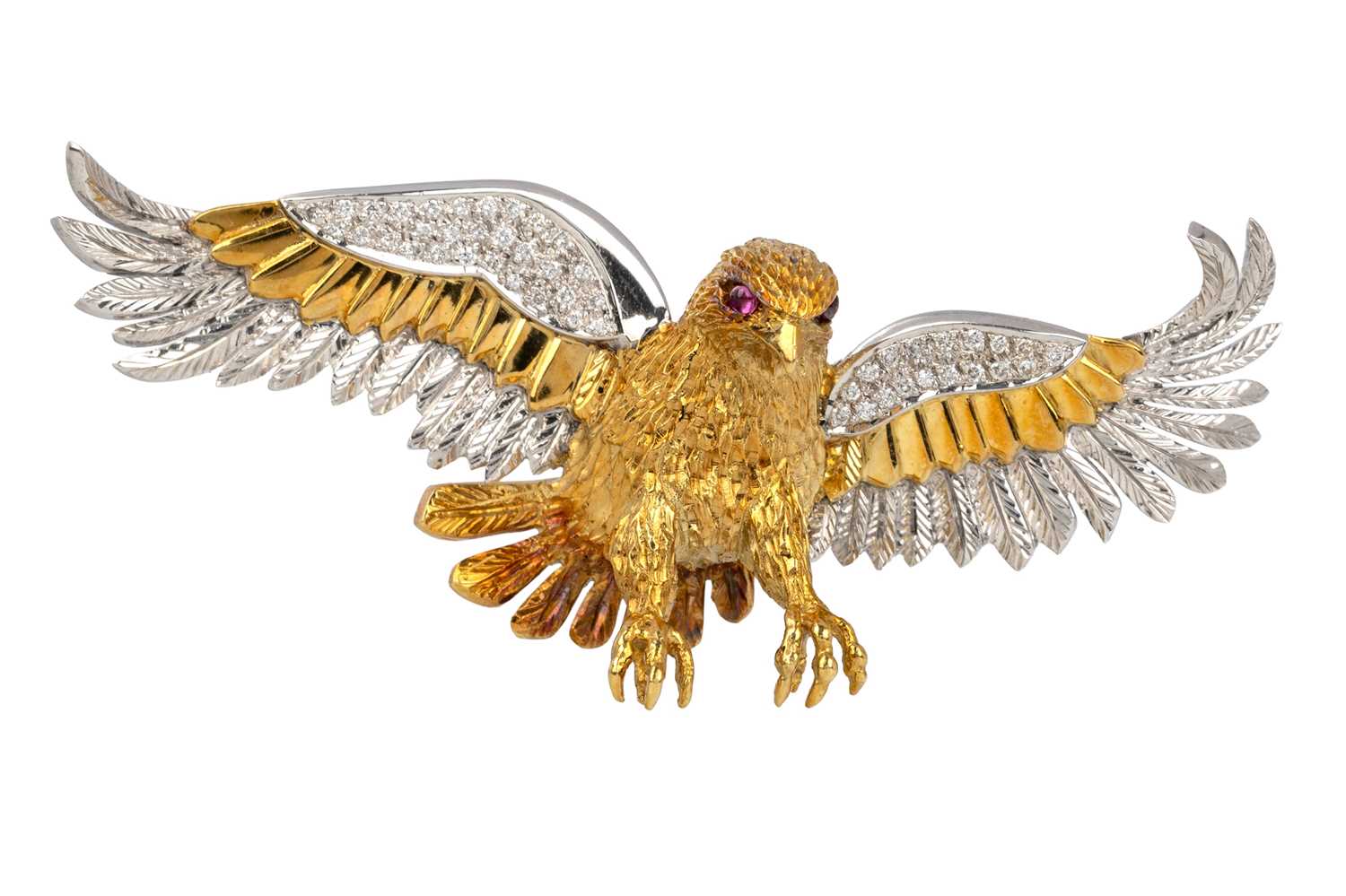 Lot ROY SARKIN DIAMOND AND RUBY 'EAGLE' BROOCH