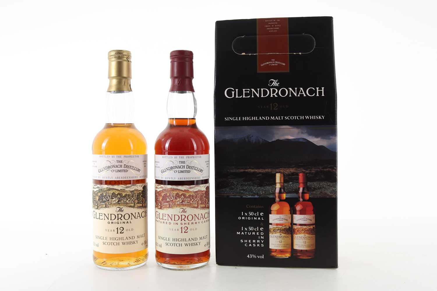 Lot 67 - GLENDRONACH 2 X 50CL GIFT PACK - 12 YEAR OLD SHERRY CASK AND 12 YEAR OLD ORIGINAL