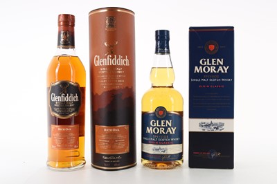 Lot 121 - GLENFIDDICH 14 YEAR OLD RICH OAK AND GLEN MORAY ELGIN CLASSIC