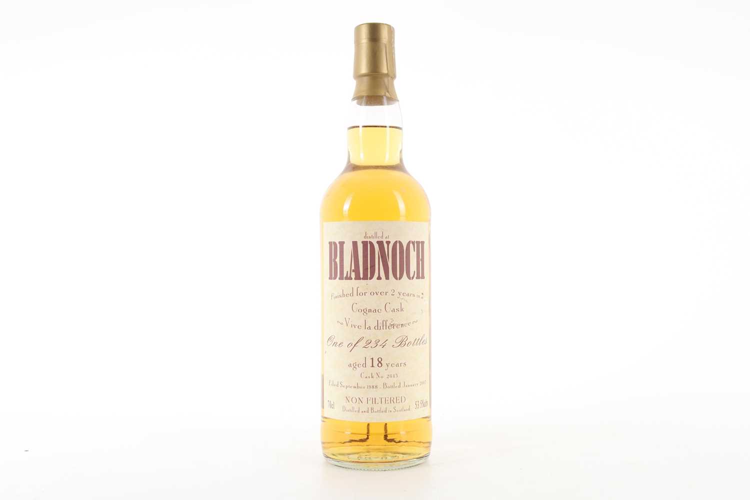 Lot 122 - BLADNOCH 1988 18 YEAR OLD COGNAC CASK #2643