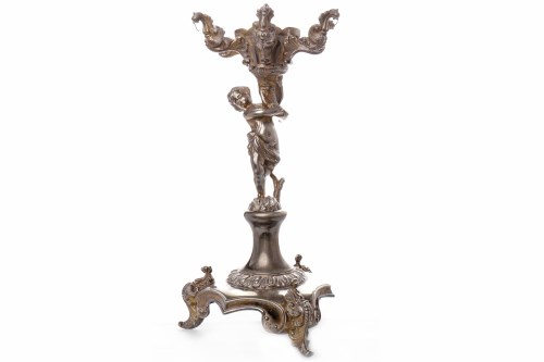 Lot 1202 - LATE VICTORIAN PLATED TABLE CENTRE cast with a...