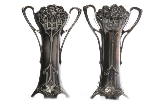 Lot 1222 - PAIR OF WMF ART NOUVEAU SILVER PLATED PEWTER...