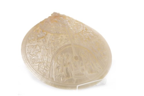 Lot 1239 - LATE 19TH CENTURY MOTHER OF PEARL CARVED SHELL...