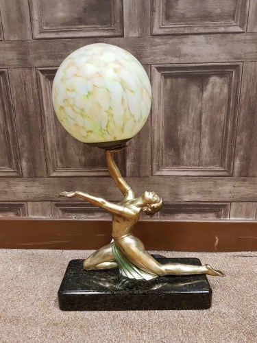 Lot 1274 - ART DECO FIGURAL TABLE LAMP the figure is...