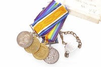 Lot 1277 - TWO PAIRS OF WWI MEDALS comprising the British...