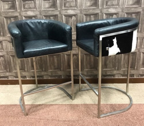 Lot 1279 - PAIR OF CONTEMPORARY HIGH TUB CHAIRS with...