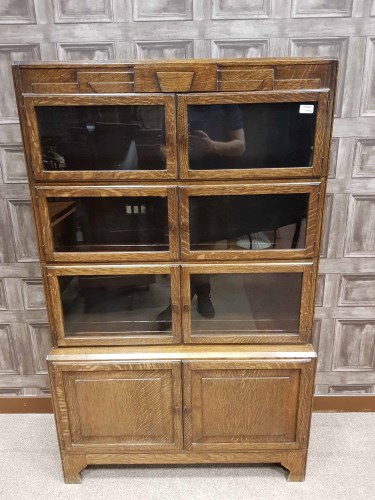 Lot 1289 - OAK TWO SECTIONAL STACKING BOOKCASE BY MINTY...