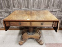 Lot 1323 - WILLIAM IV ROSEWOOD SOFA TABLE with rounded...
