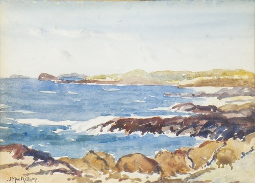 Lot 113 - JOHN MCKILLOP (BRITISH b 1888), COASTAL SCENE...