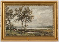 Lot 78 - HECTOR CHALMERS CATTLE IN LANDSCAPE oil on...