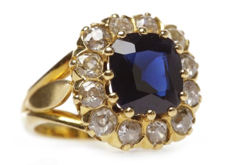 Lot 7 - VICTORIAN STYLE SAPPHIRE AND DIAMOND CLUSTER...