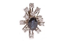 Lot 8 - 1960S SAPPHIRE AND DIAMOND CLUSTER RING the...