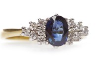 Lot 88 - SAPPHIRE AND DIAMOND DRESS RING set with a...