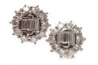 Lot 97 - PAIR OF DIAMOND CLUSTER EARRINGS each set with...